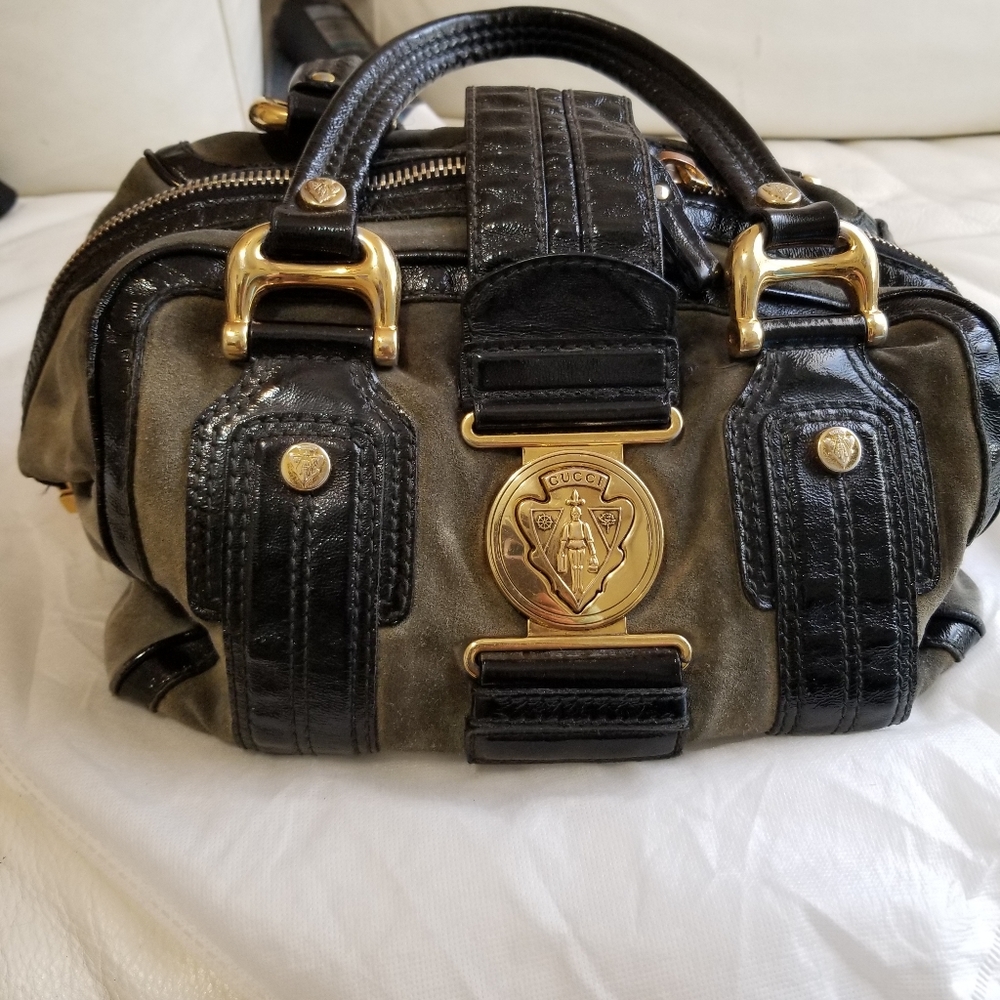 Gucci Aviatrix suede boston bag